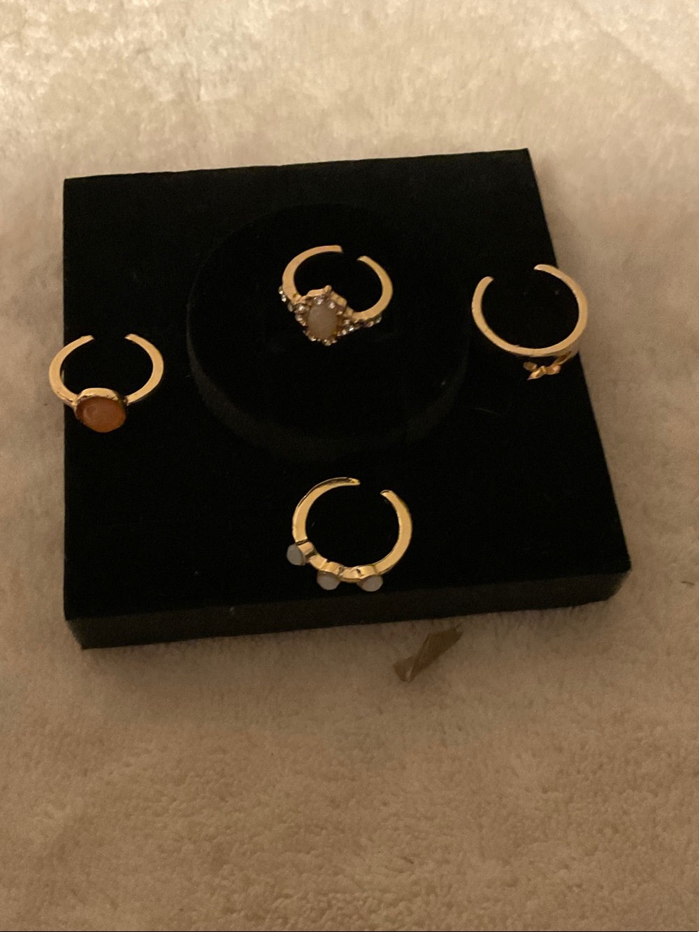 Gold-Tone Adjustable Stackable Rings Set - Women's Fashion Jewelry